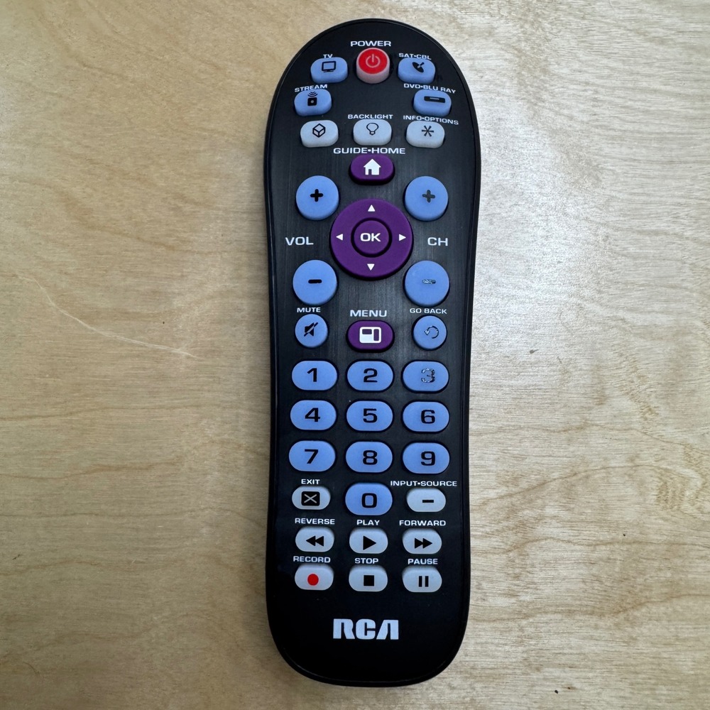 RCA Universal Remote Control RCR414BHE Black Multi Device Backlight TV SAT DVD